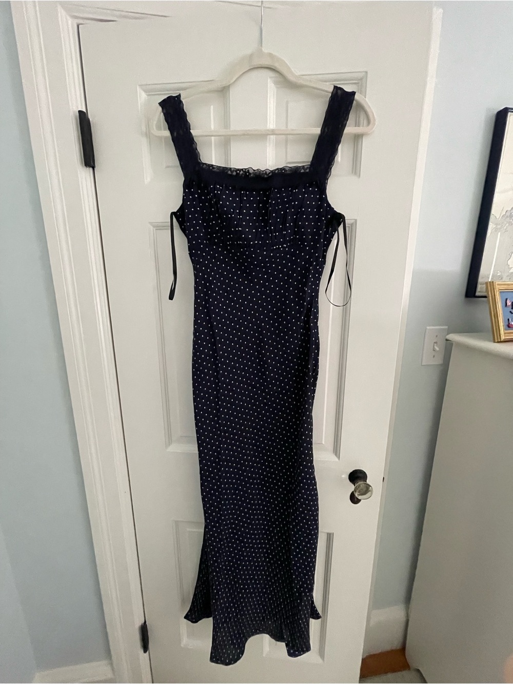 Fiore Navy Pin Dot Silky Midi Dress Ciao Lucia Dress